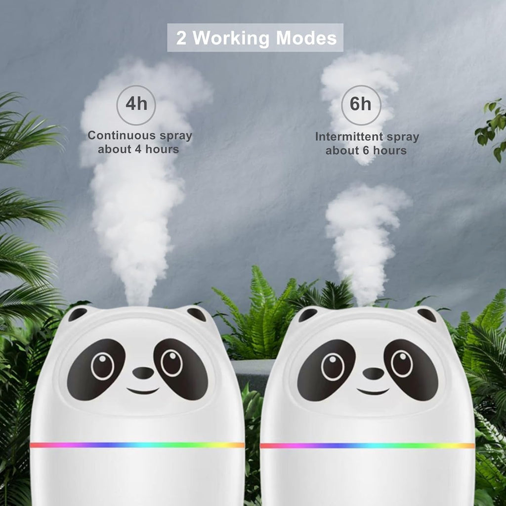 Cool Mist Panda Humidifier With 7 Color Night Light Mist Spray For Room Moisture